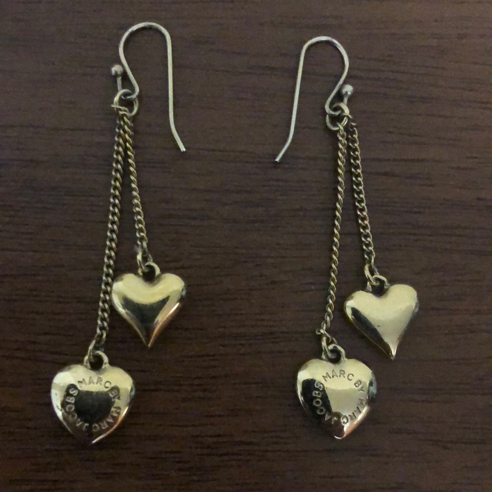 Marc jacobs, gold heart drop earrings